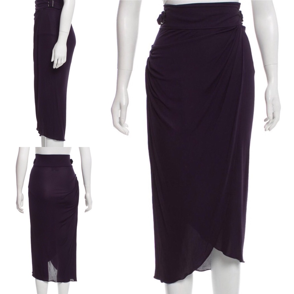 3.1 PHILLIP LIM navy asymmetric wrap midi skirt